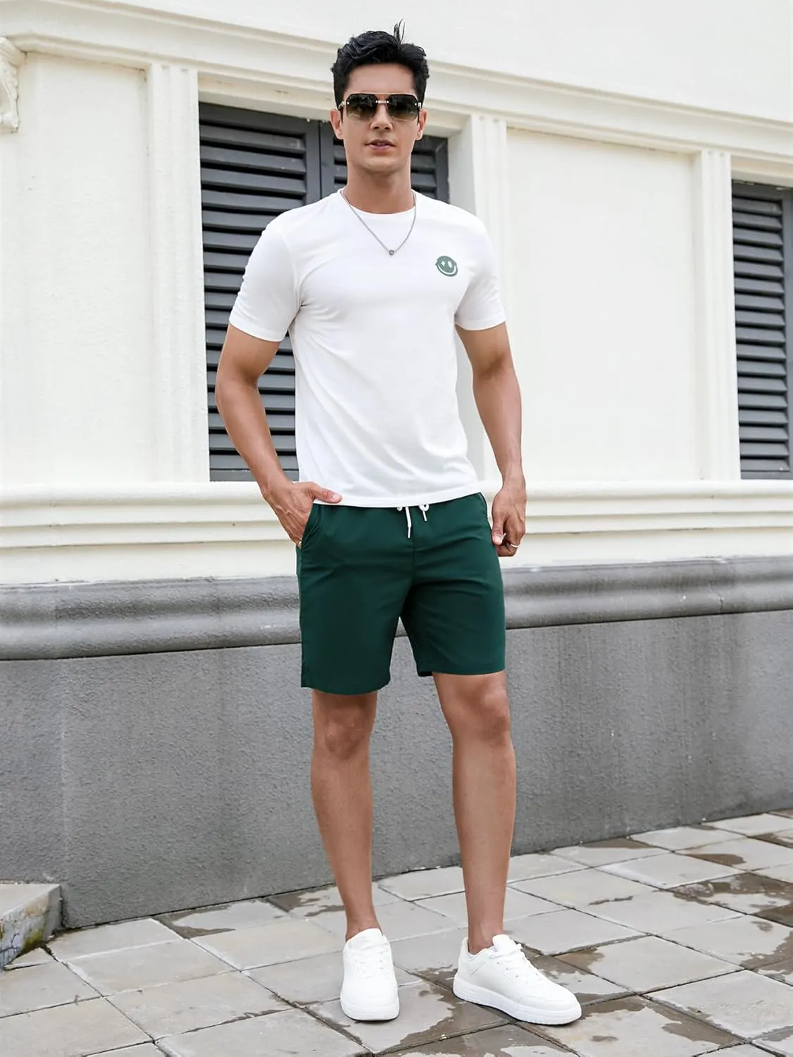 Floerns Men's 2 Piece Tracksuit Slogan Print Tee Shirt Drawstring Waist Shorts Set