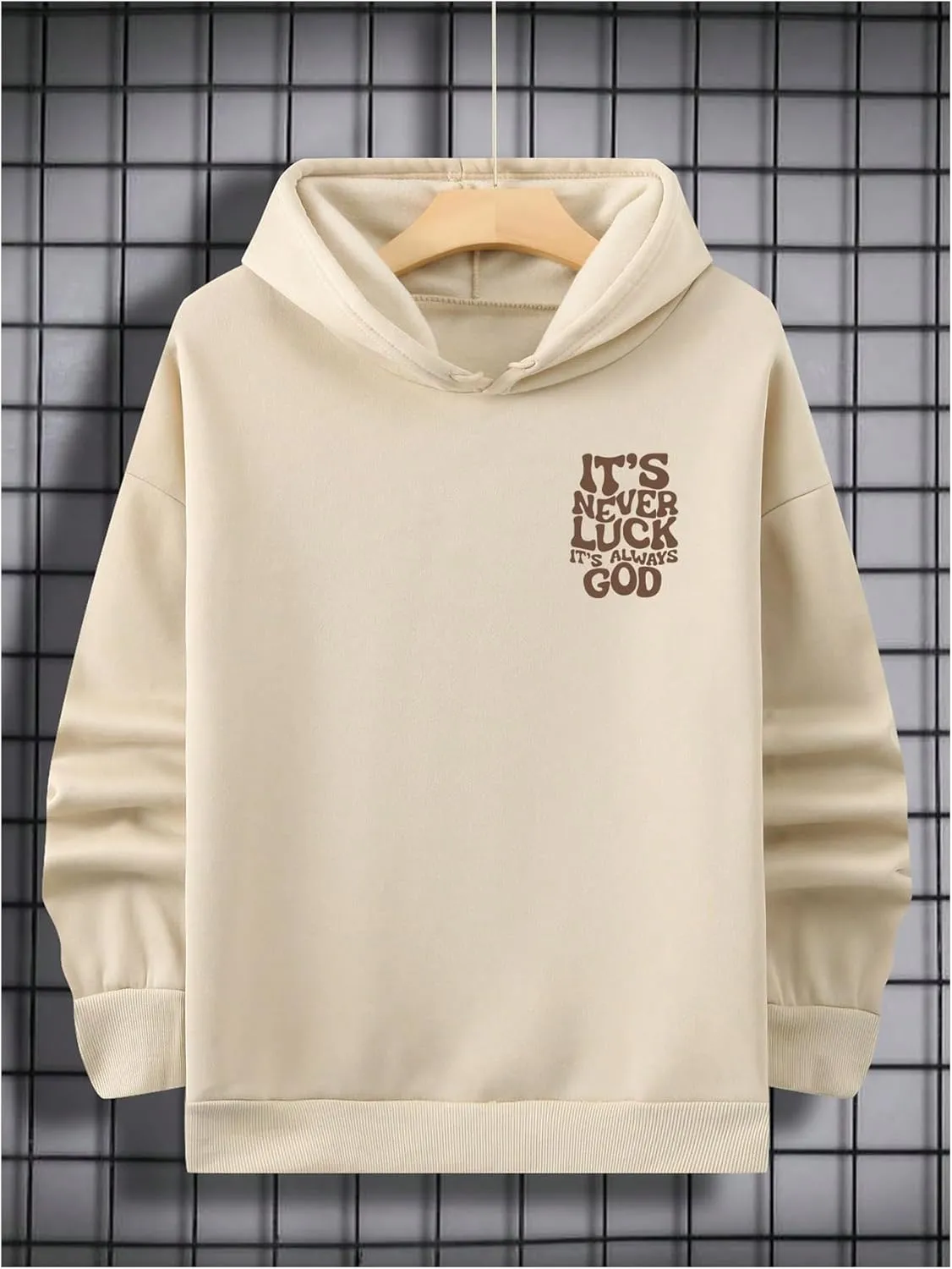 Floerns Men's Long Sleeve Lightweight Drawstring Letter Print Graphic Hoodies Sweatshirt Tops