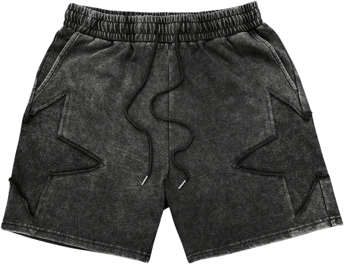 Floerns Men's Star Print Drawstring Waist Summer Track Shorts with Pocket