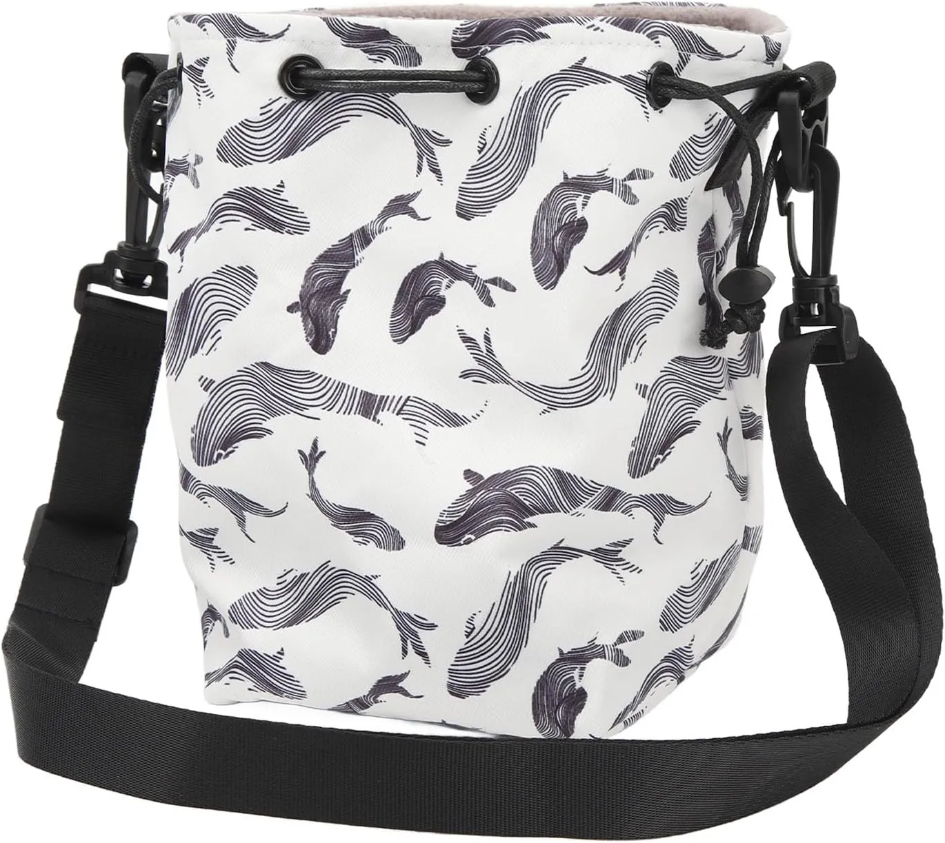 Fockety Soft Camera Case Drawstring Bag, Camera Bag with Adjustable Strap, Instant Camera Storage Bag Soft Lens Case Portable Shoulder Bag for Photographers Traveling (Whale