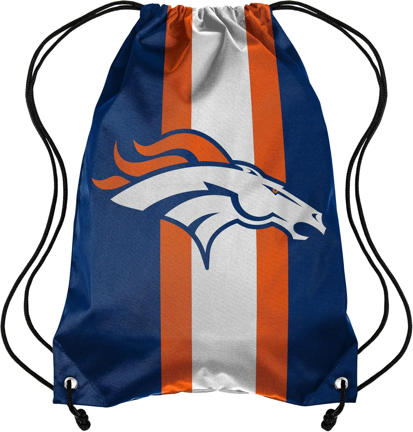 FOCO Forever Collectibles NFL Denver Broncos Team Stripe Drawstring Backpack BagTeam Stripe Drawstring Backpack Bag, Black, 19" x 14"