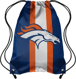 FOCO Forever Collectibles NFL Denver Broncos Team Stripe Drawstring Backpack BagTeam Stripe Drawstring Backpack Bag, Black, 19" x 14"