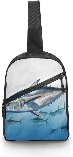 Folder Sling Bags Bluefin Tuna Thunnus Chest Bag for Men Women Shoulder Bag for Travel Sport Chest Pack