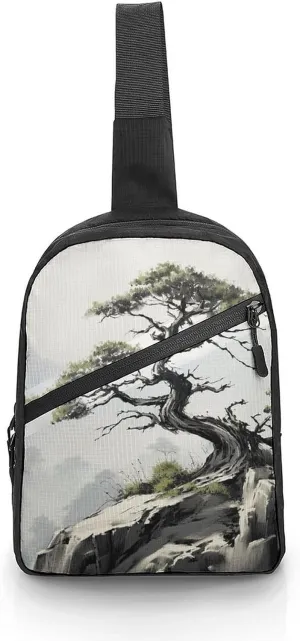Folder Sling Bags Pine on Mountain Slope Chest Bag for Men Women Shoulder Bag for Travel Sport Chest Pack