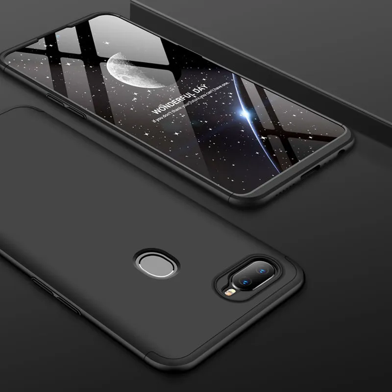 for Oppo A7 Ultra Slim PC Back Cover Non-slip Shockproof 360 Degree Full Protective Case Rose gold_Oppo A7