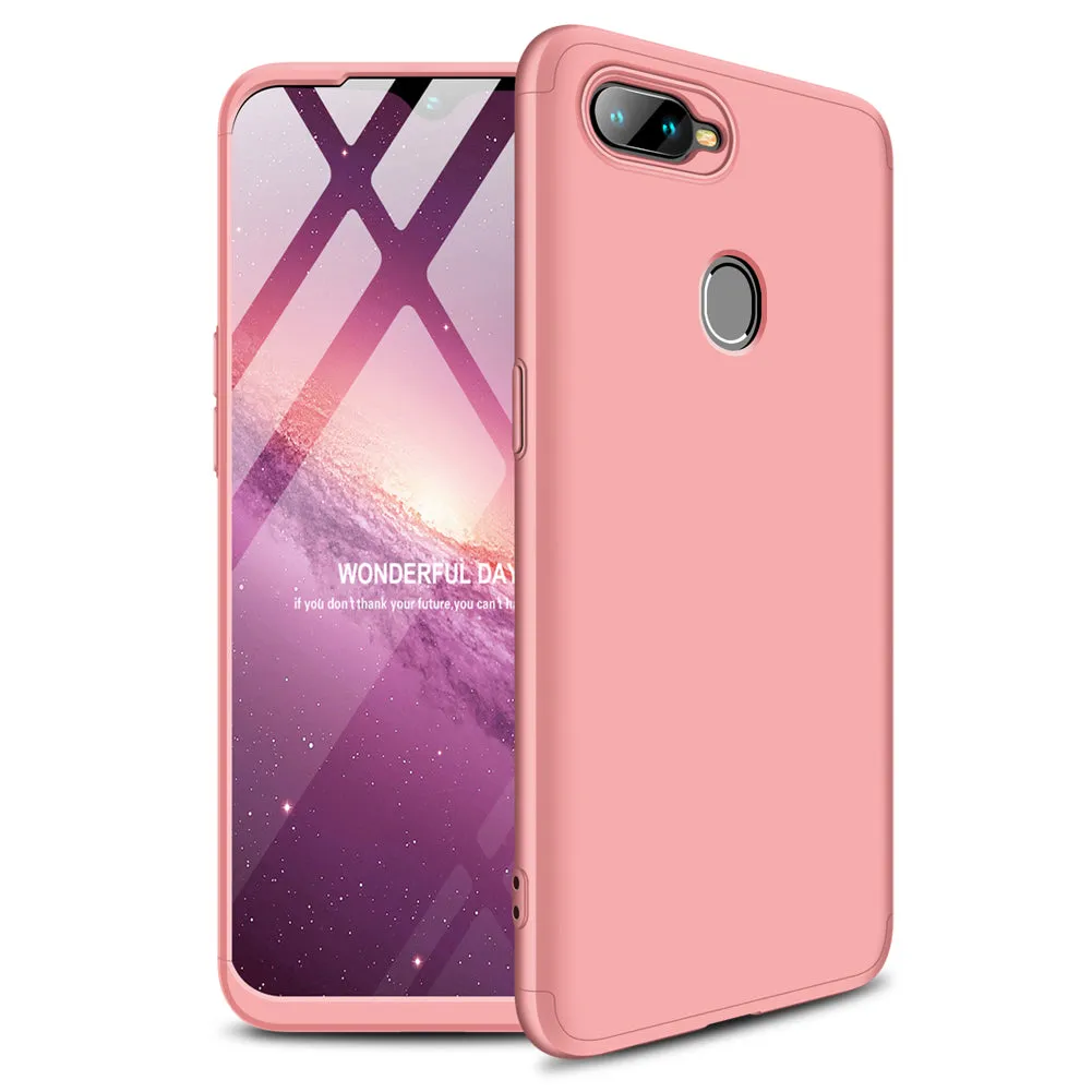 for Oppo A7 Ultra Slim PC Back Cover Non-slip Shockproof 360 Degree Full Protective Case Rose gold_Oppo A7