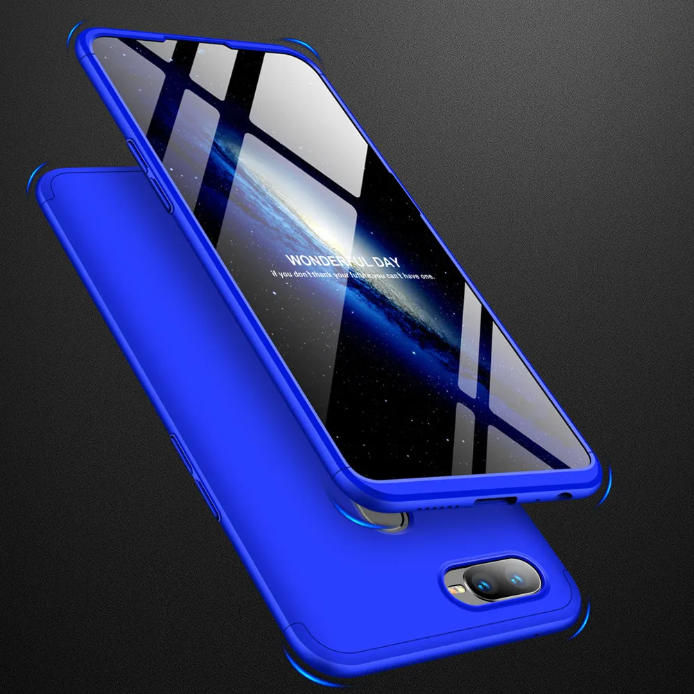 For OPPO F9/F9 Pro 3 in 1 360 Degree Non-slip Shockproof Full Protective Case blue