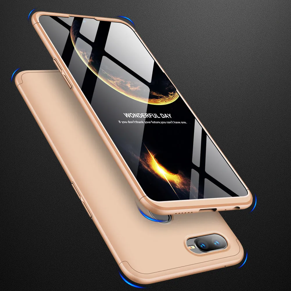 For OPPO F9/F9 Pro 3 in 1 360 Degree Non-slip Shockproof Full Protective Case blue