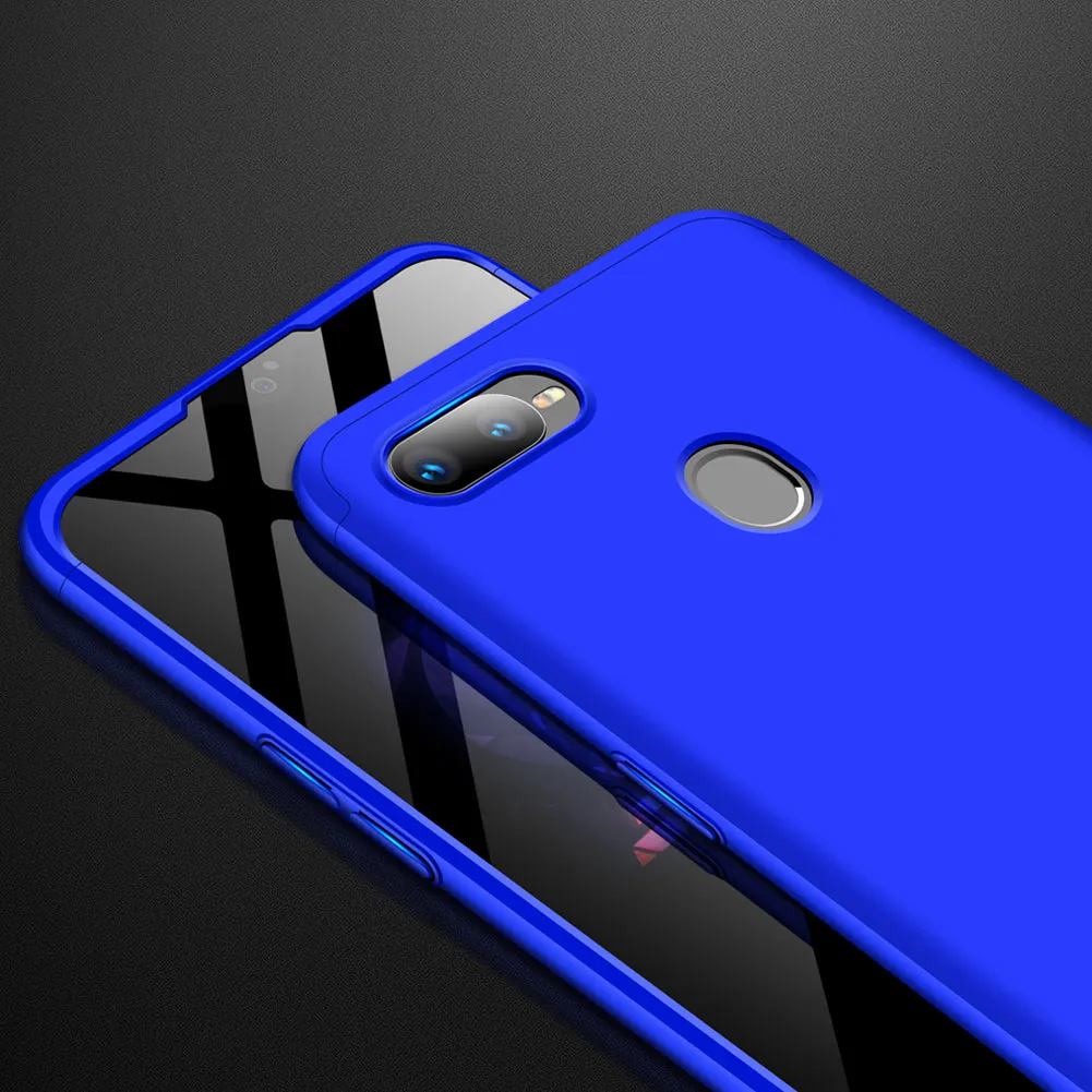 For OPPO F9/F9 Pro 3 in 1 360 Degree Non-slip Shockproof Full Protective Case blue