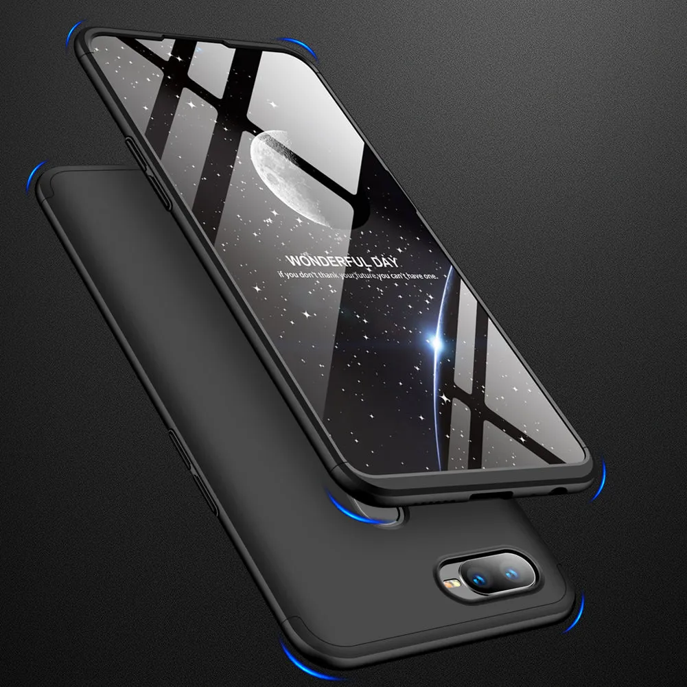 For OPPO F9/F9 Pro 3 in 1 360 Degree Non-slip Shockproof Full Protective Case blue