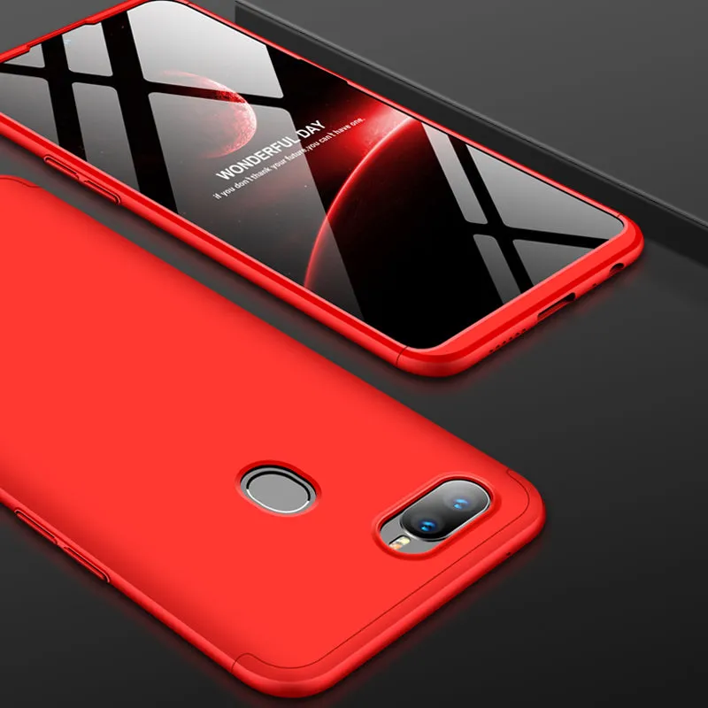 For OPPO F9/F9 Pro 3 in 1 360 Degree Non-slip Shockproof Full Protective Case blue