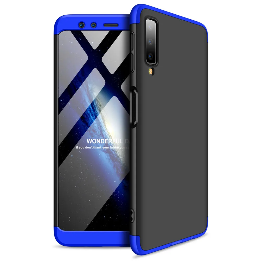 For Samsung A7 2018 3 in 1 360 Degree Non-slip Shockproof Full Protective Case red_Samsung A7 2018