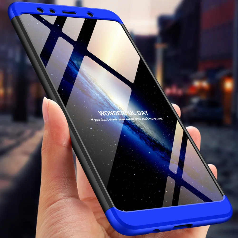 For Samsung A7 2018 3 in 1 360 Degree Non-slip Shockproof Full Protective Case red_Samsung A7 2018