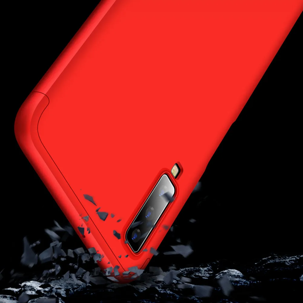 For Samsung A7 2018 3 in 1 360 Degree Non-slip Shockproof Full Protective Case red_Samsung A7 2018