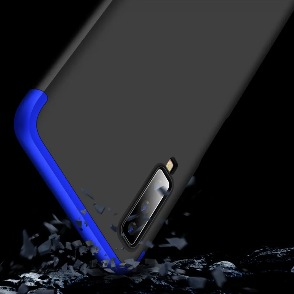 For Samsung A7 2018 3 in 1 360 Degree Non-slip Shockproof Full Protective Case red_Samsung A7 2018