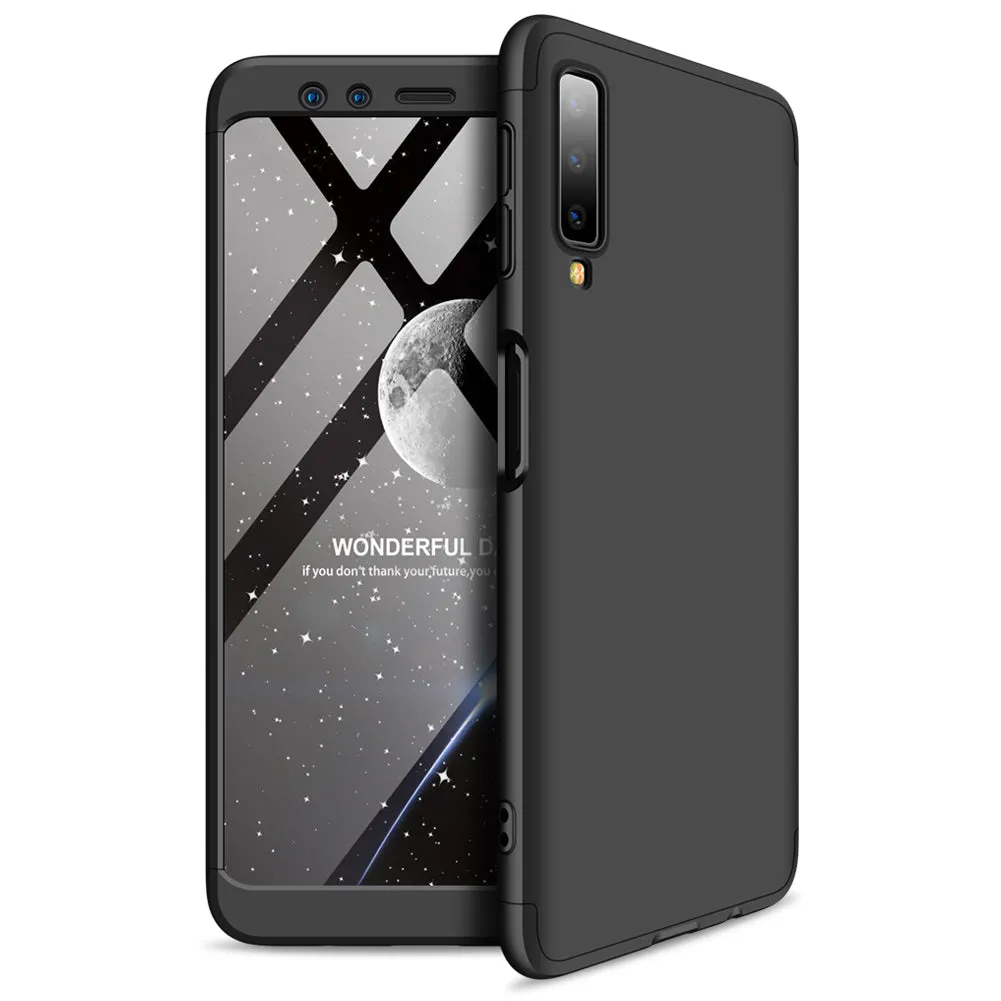 For Samsung A7 2018 3 in 1 360 Degree Non-slip Shockproof Full Protective Case red_Samsung A7 2018