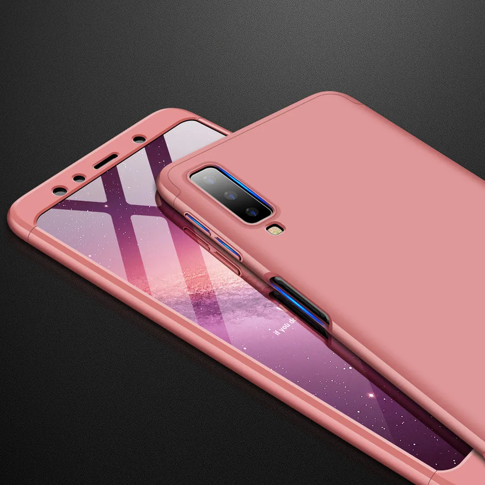 For Samsung A7 2018 3 in 1 360 Degree Non-slip Shockproof Full Protective Case red_Samsung A7 2018