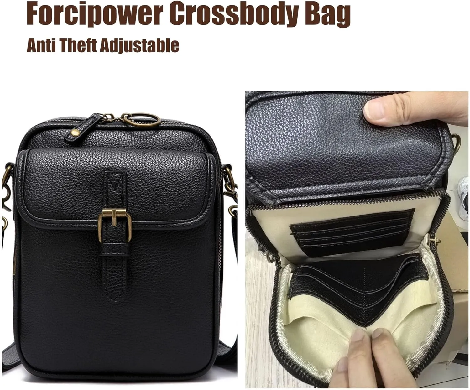 Forcipower Crossbody Bag, Collaboraten1 Adjustable Leather Urvashi Bag, Women Mini Shoulder 10 Card Slots