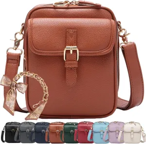 Forcipower Crossbody Leather Bag, Collaboraten1 Urvashi Crossbody Leather Bag for Women, Built in Wallet, Vintage