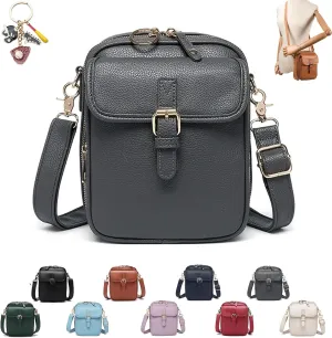 Forcipowerful Crossbody Leather Bag for Women, Adjustable Shoulder Strap, Multi-Slot Multifunctional Large Capacity Bags