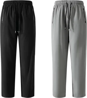 FoxQ Men's Sweatpants Quick Dry Jogger Hiking Pants with Secure Zipper Pockets Athletic Pants for Gym,Running,Workout
