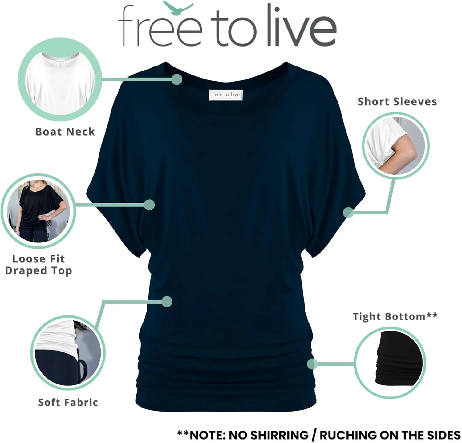 Free to Live 3 Pack Dolman Sleeve Tunic Dressy Business Casual Tops for Women Short Sleeve Shirts Work Outfits Travel Clothes