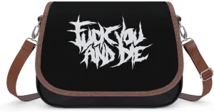 Fuck You and Die Women's Satchel PU Cute Shoulder Bag Crossbody Bags Messenger Bag