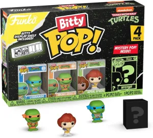 Funko Bitty POP! Teenage Mutant Ninja Turtles (TMNT) - Leonardo, 4-Pack - Leonardo, Michelangelo, April O’Neil and A Surprise Mystery Mini Figure - 0.9 Inch (2.2 Cm) Collectable - Gift Idea - TV Fans