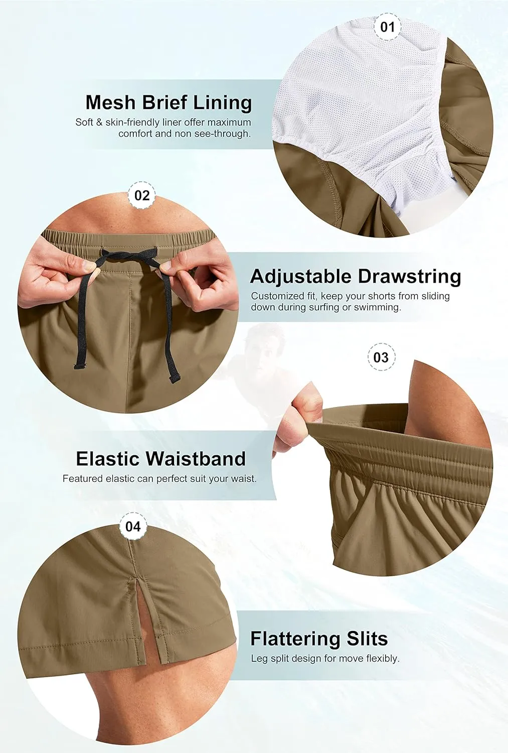 G Gradual Men's Swim Trunks Quick Dry Bathing Suit Beach Board Shorts for Men with Zipper Pockets and Mesh Lining