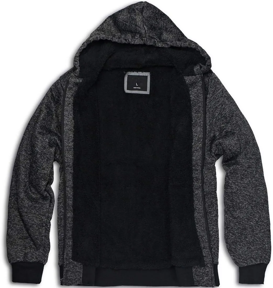 Gary Com Heavyweight Sherpa Hoodies for Men, Thick Fleece Lined Full Zip Up Winter Warm Sweatshirts Work Jackets