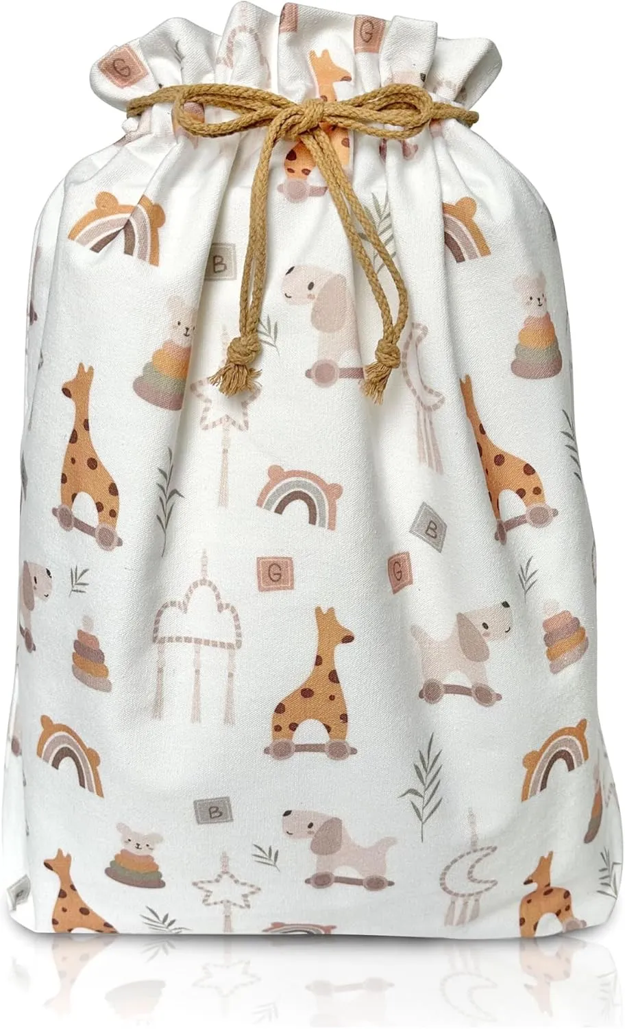 Gather & Knot Drawstring Gift Bags | Premium Canvas | 20" Large Gift Bags | Reusable Fabric Wrap for Baby Shower, Birthday, Gender Reveal, Neutral | Boho Toy Flat Bottom