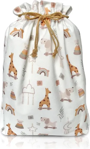Gather & Knot Drawstring Gift Bags | Premium Canvas | 20" Large Gift Bags | Reusable Fabric Wrap for Baby Shower, Birthday, Gender Reveal, Neutral | Boho Toy Flat Bottom