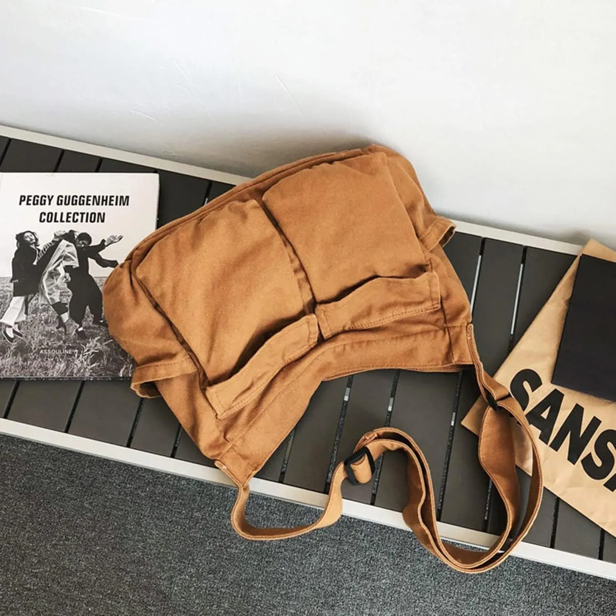 GAXOS Aesthetic Cute Messenger Bag for School Vintage Black Canvas Crossbody for Women Shoulder Laptop Bag