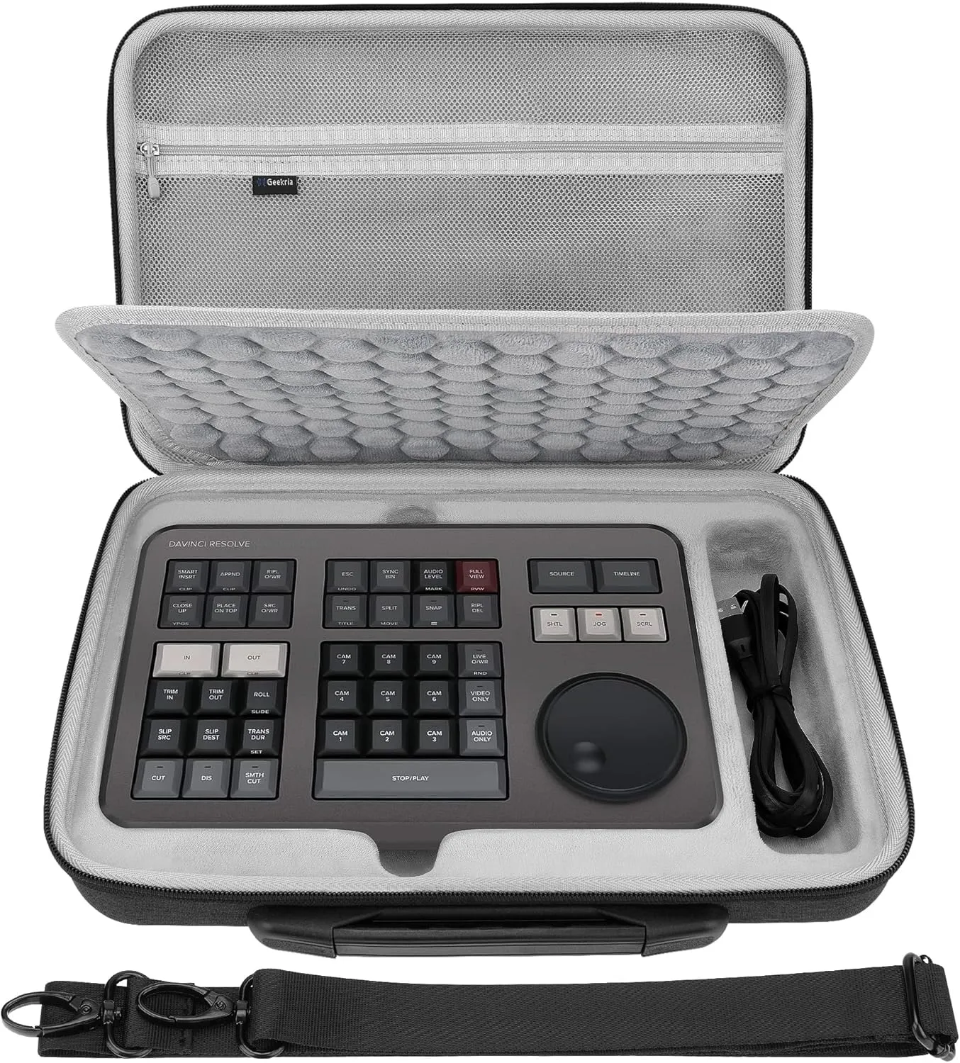 Geekria Hard Shell Travel Carrying Case, EVA Protective Bag Compatible with Blackmagic Design Davinci Resolve Speed Editor, Davinci Resolve 17 Studio (Dark Gray)