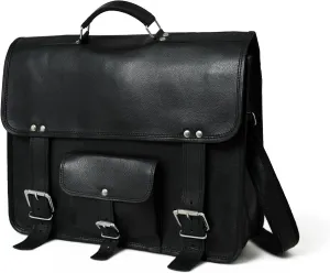 Genuine Goat Leather Messenger Bag, Black