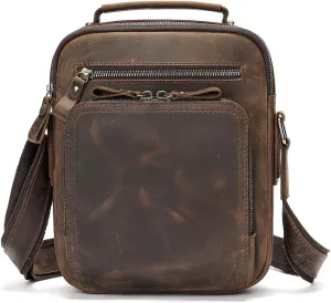 Genuine Leather Crossbody Bag for iPad Tablet up to 9.7", Aessthetic sling bag, Authentic Leather Vintage Shoulder Bag for men, Vintage Small Flap Casual Office, leather backpack messenger bag