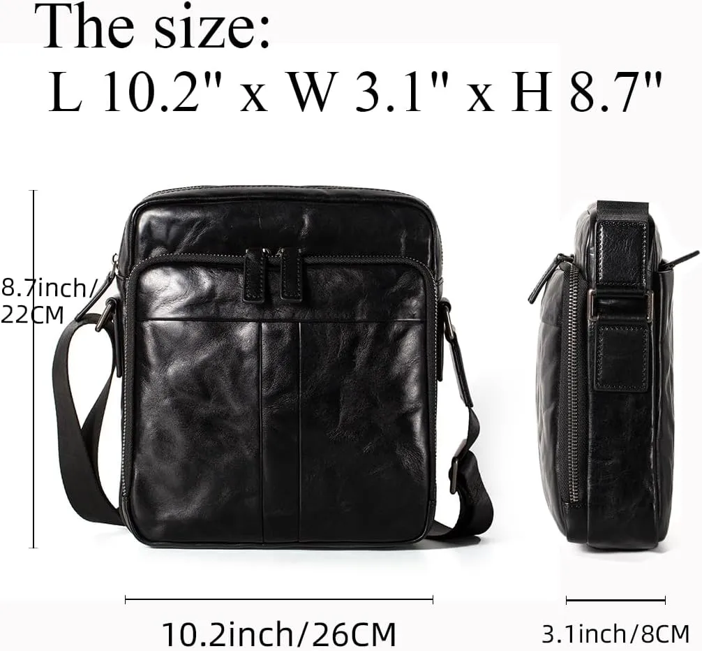 Genuine Leather CrossBody Bag for Men Sling Shoulder Bags Handbag Messenger Pack Outdoor Satchel Travel Business