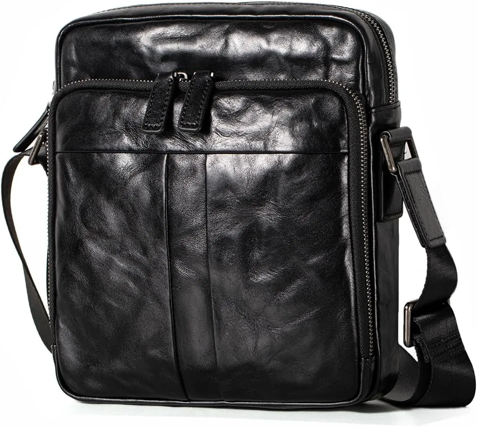 Genuine Leather CrossBody Bag for Men Sling Shoulder Bags Handbag Messenger Pack Outdoor Satchel Travel Business