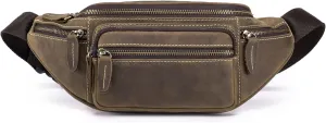 Genuine Leather Fanny Pack Waist Bag for Men Women Hip Bum Bag Travel Pouch Sling Bag Crossbody Chest Bags Shoulder Daypack Multiple Pockets Waist Pack Deep Brown