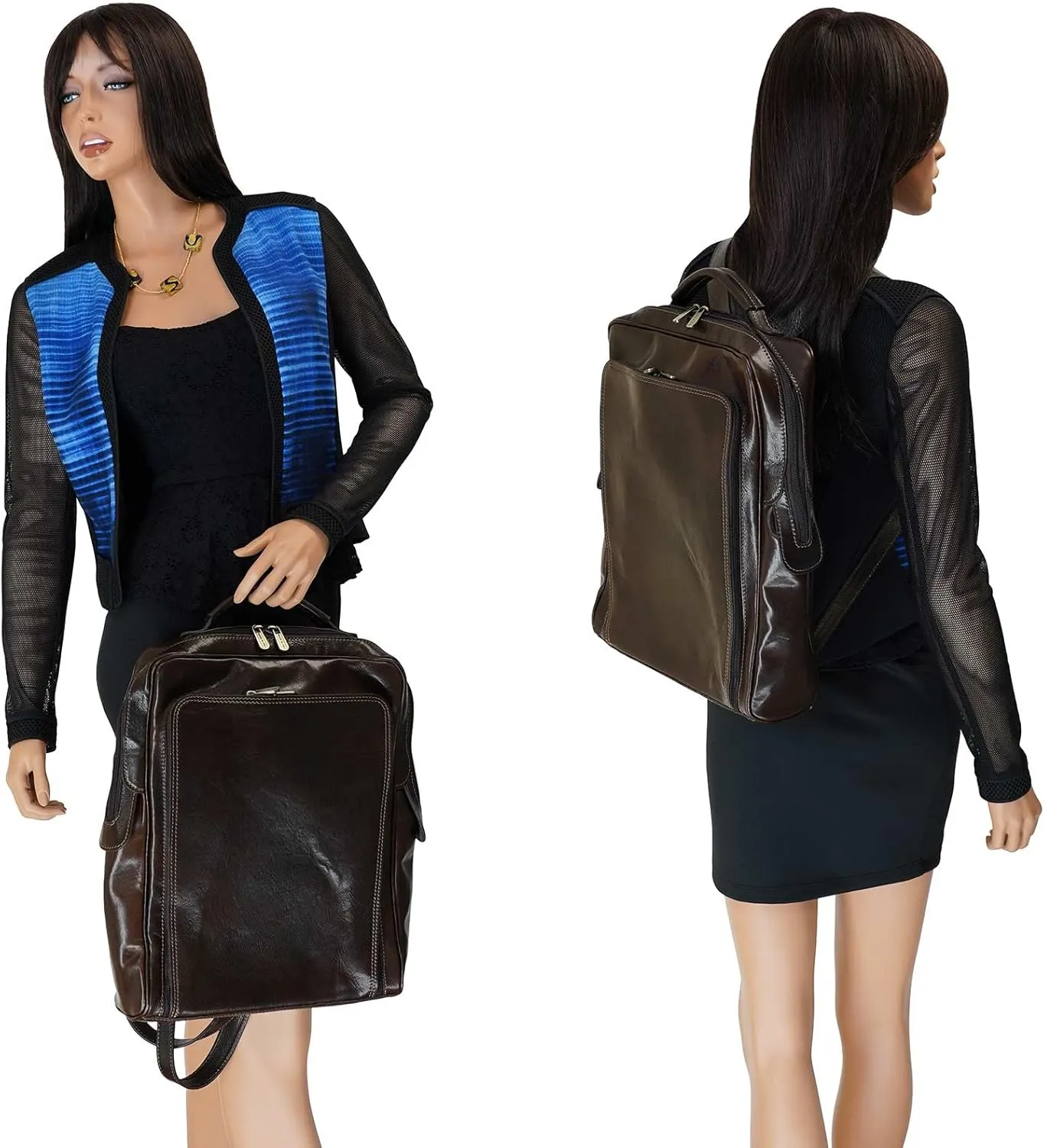 Genuine Leather Italian Backpack 17 Inch Laptop Bag Business Travel Daypack Weekender Bag For Men and Women