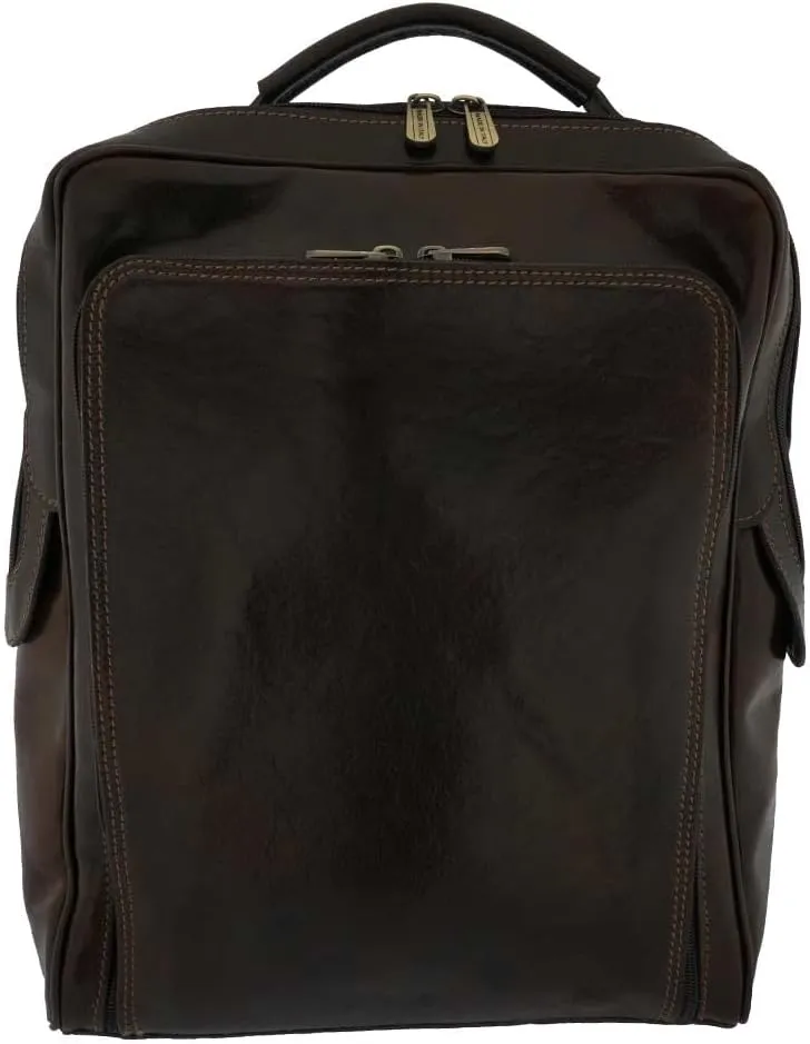 Genuine Leather Italian Backpack 17 Inch Laptop Bag Business Travel Daypack Weekender Bag For Men and Women