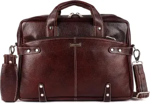 Genuine Leather Laptop Bag – Premium Full-Grain Leather, Padded Laptop Compartment, Multiple Pockets, Adjustable Strap, Stylish & Durable for Work & Travel(Dark Brown)