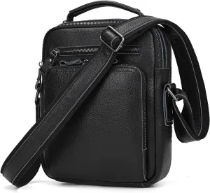 Genuine Leather Shoulder Bag, Vintage Small Messenger Bag for Men Crossbody Handbag Casual Sling Bag Daypack Satchel Purse
