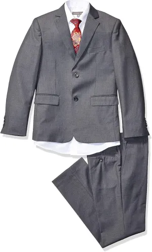 Geoffrey Beene Boy's Modern Fit 5-Piece (Jacket Vest Trousers Shirt Tie) Notch Lapel Suit Set - Colors