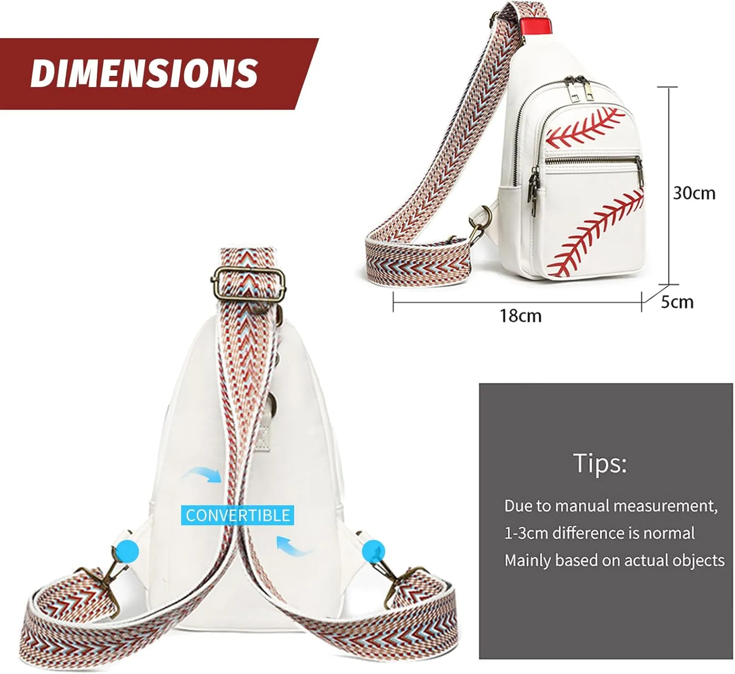 Gifts for Women Mom Christmas Gifts Birthday Small Sling Bag Leather Crossbody Baseball Fanny Packs Waist Pack for Traveling