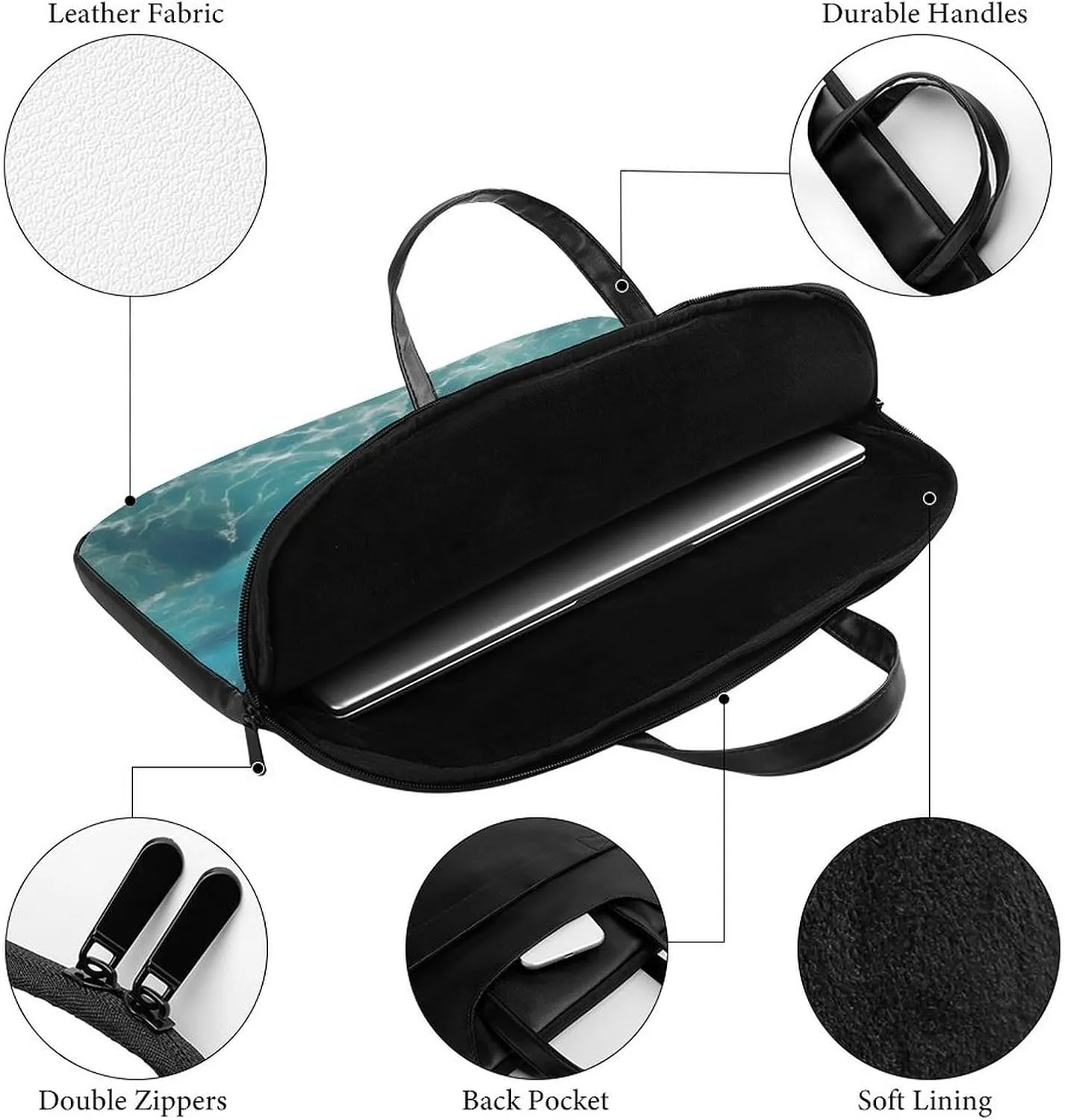 Giraffe Laptop Bag for Women Handheld Leather Computer Bag Laptop Messenger Bag Briefcase