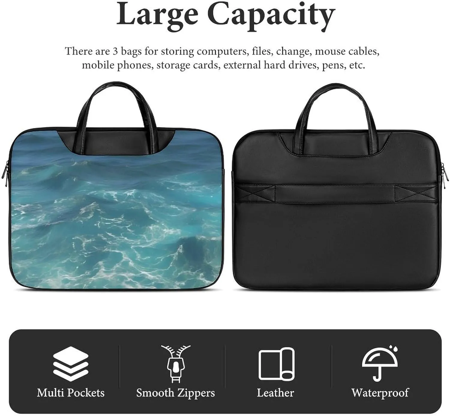Giraffe Laptop Bag for Women Handheld Leather Computer Bag Laptop Messenger Bag Briefcase