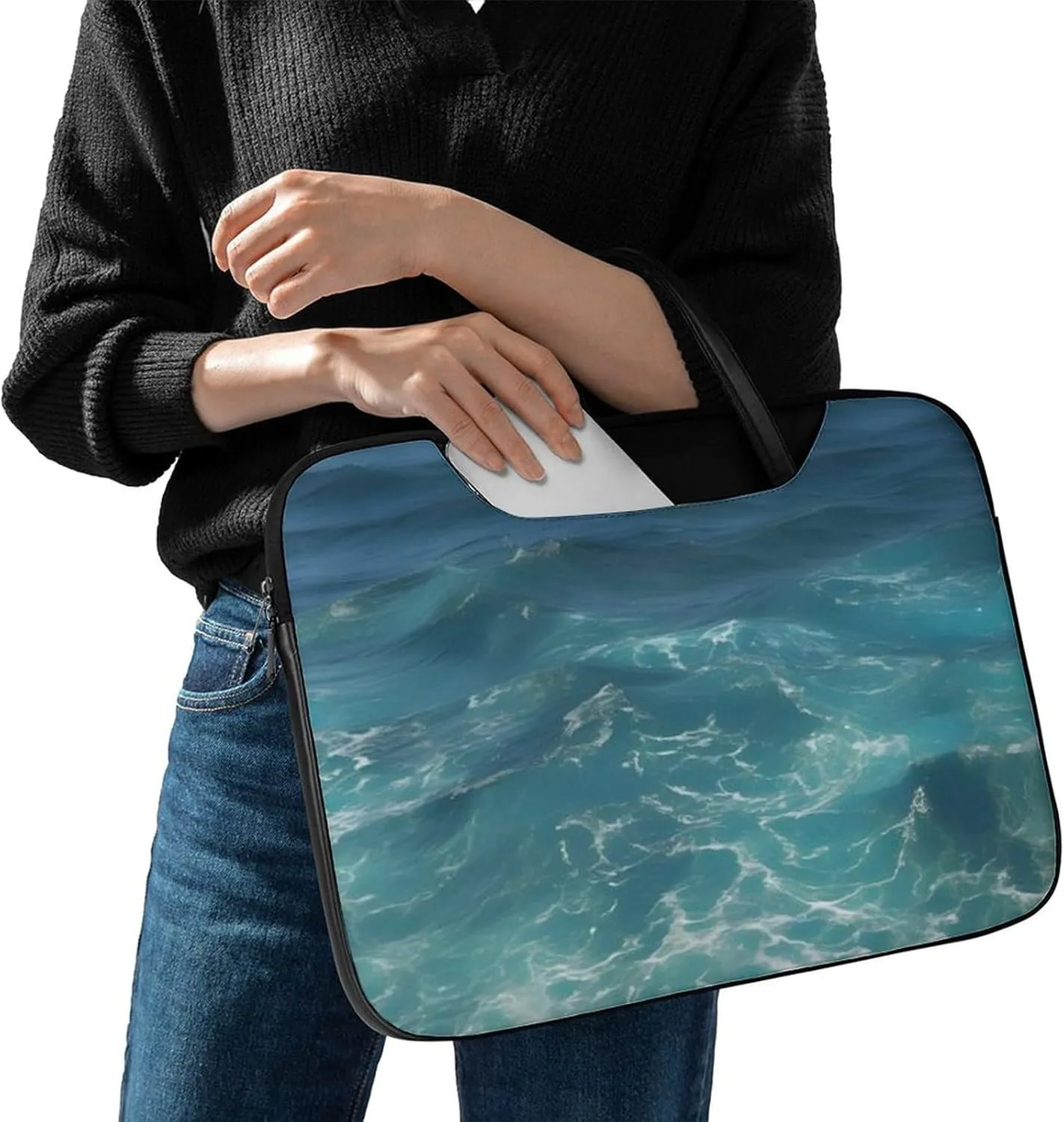 Giraffe Laptop Bag for Women Handheld Leather Computer Bag Laptop Messenger Bag Briefcase