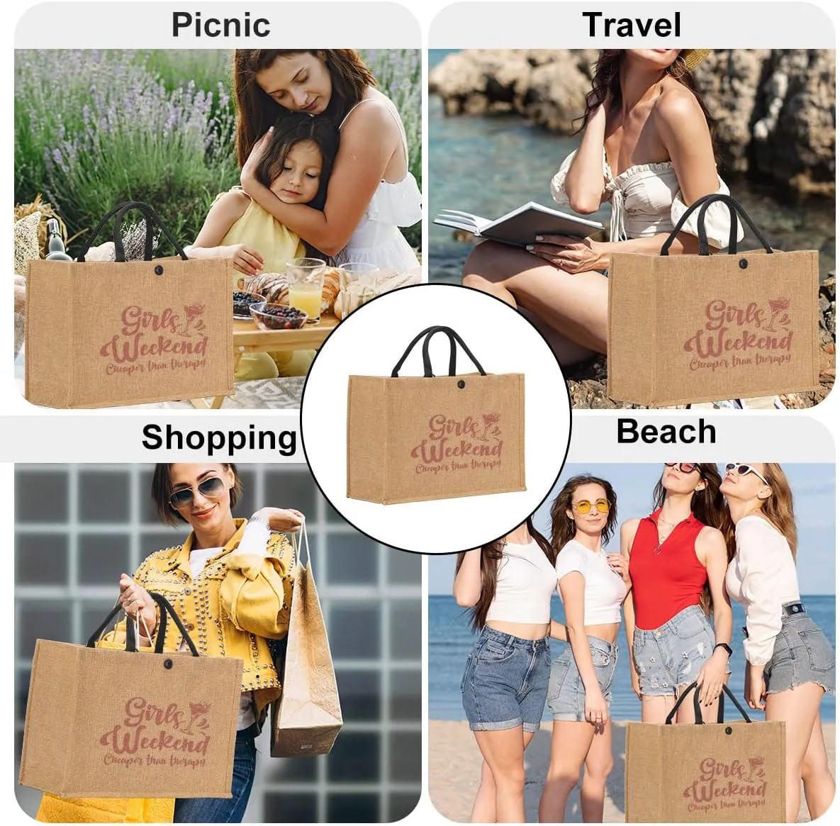 Girls Trip Gifts Tote Bag for Women's Weekend & Beach Trips