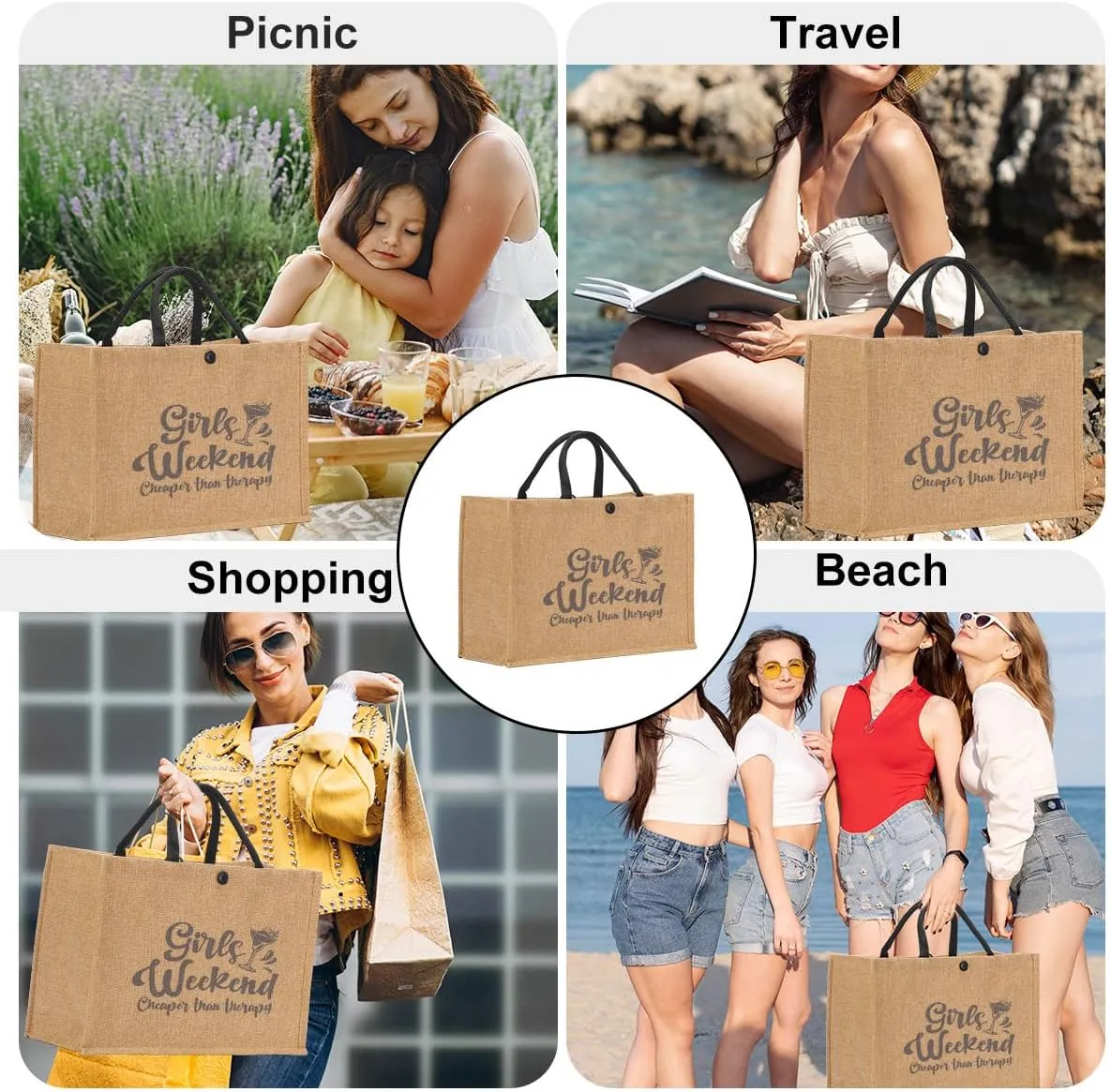 Girls Trip Gifts Tote Bag for Women's Weekend & Beach Trips